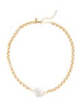 Handmade Wire Wrapped Crystal Nugget Matte Gold Rolo Chain Necklace