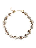 Champagne Crystal Woven Leather Necklace